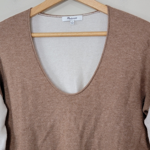 Madewell | Kimball Tan Cream Colorblock Pullover Sweater - Picture 4 of 5